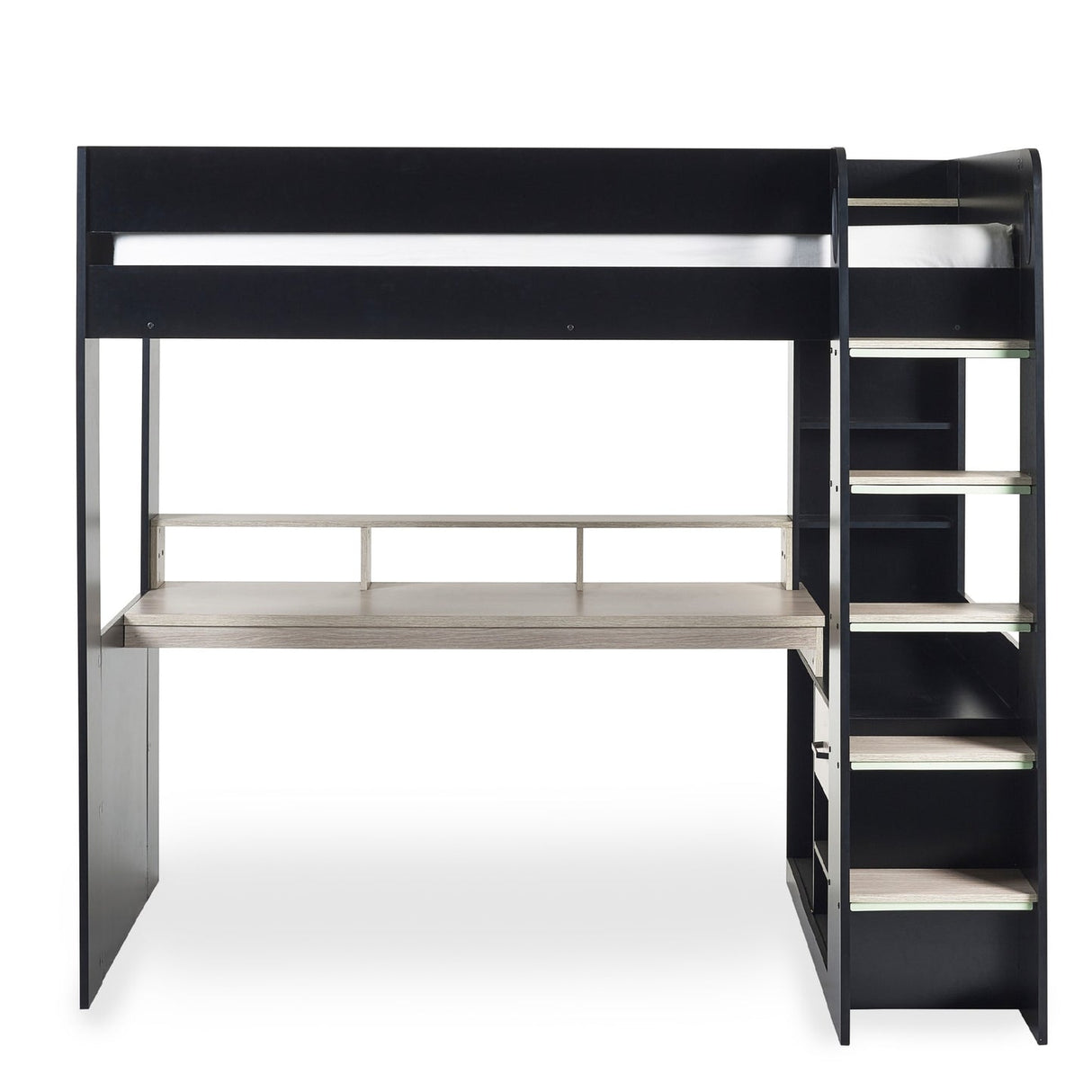 Wooden High Sleeper Bed With Gaming Desk - Blaze