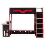 Wooden High Sleeper Bed With Gaming Desk - Eagle