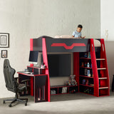 Wooden High Sleeper Bed With Gaming Desk - Eagle