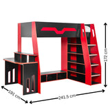 Wooden High Sleeper Bed With Gaming Desk - Eagle