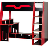 Wooden High Sleeper Bed With Gaming Desk - Eagle