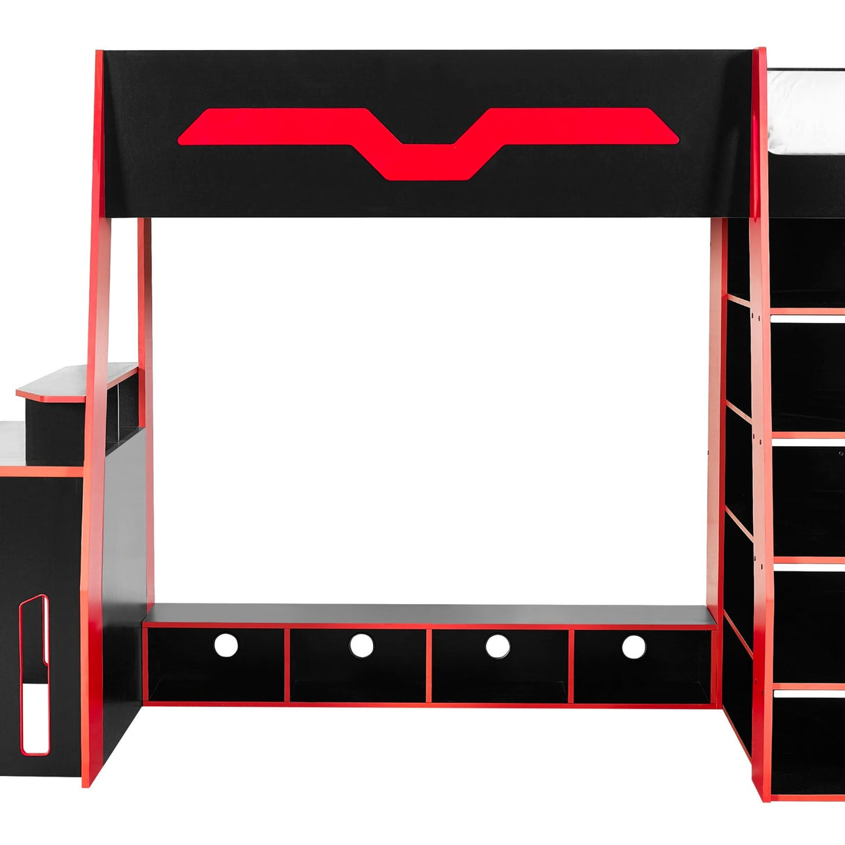 Wooden High Sleeper Bed With Gaming Desk - Eagle