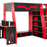 Wooden High Sleeper Bed With Gaming Desk - Eagle