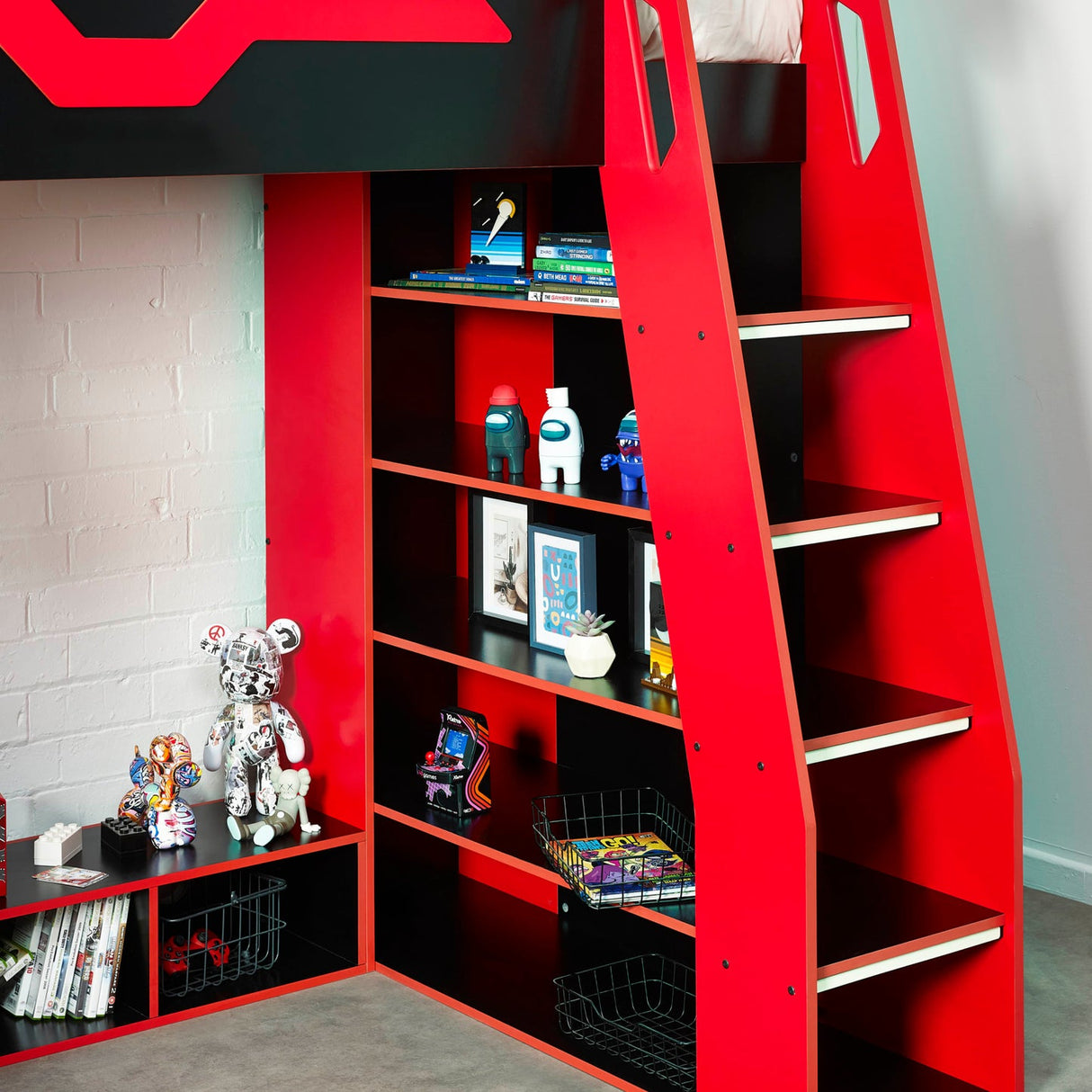 Wooden High Sleeper Bed With Gaming Desk - Eagle