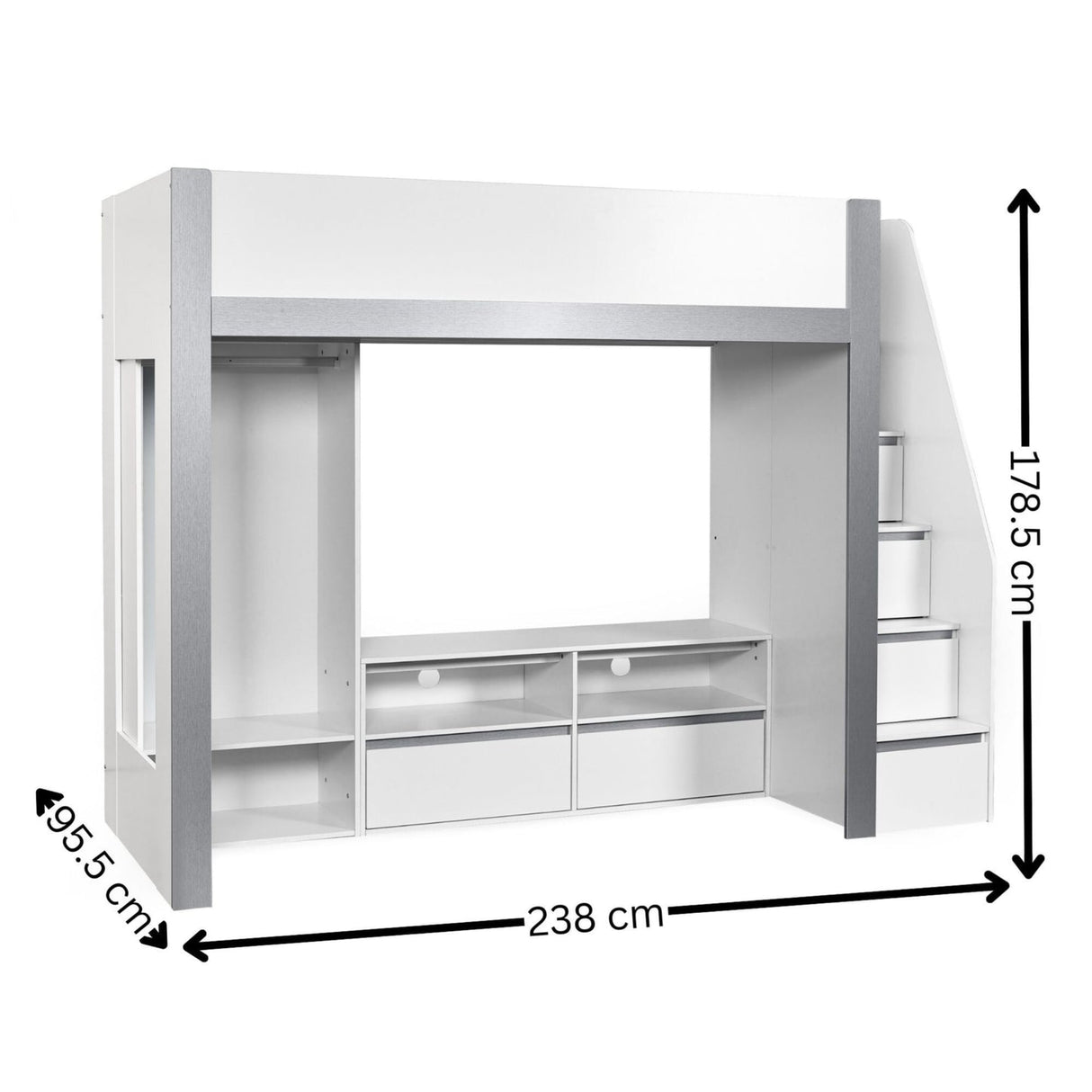 Wooden High Sleeper Bed With Ladder - Gaia