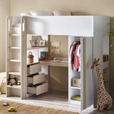 Wooden High Sleeper Bed With Ladder - Ocean