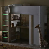 Wooden High Sleeper Bed With Ladder - Ocean