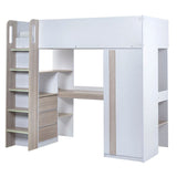 Wooden High Sleeper Bed With Ladder - Ocean