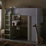 Wooden High Sleeper Bed With Ladder - Ocean