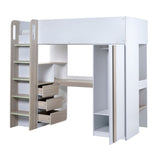 Wooden High Sleeper Bed With Ladder - Ocean