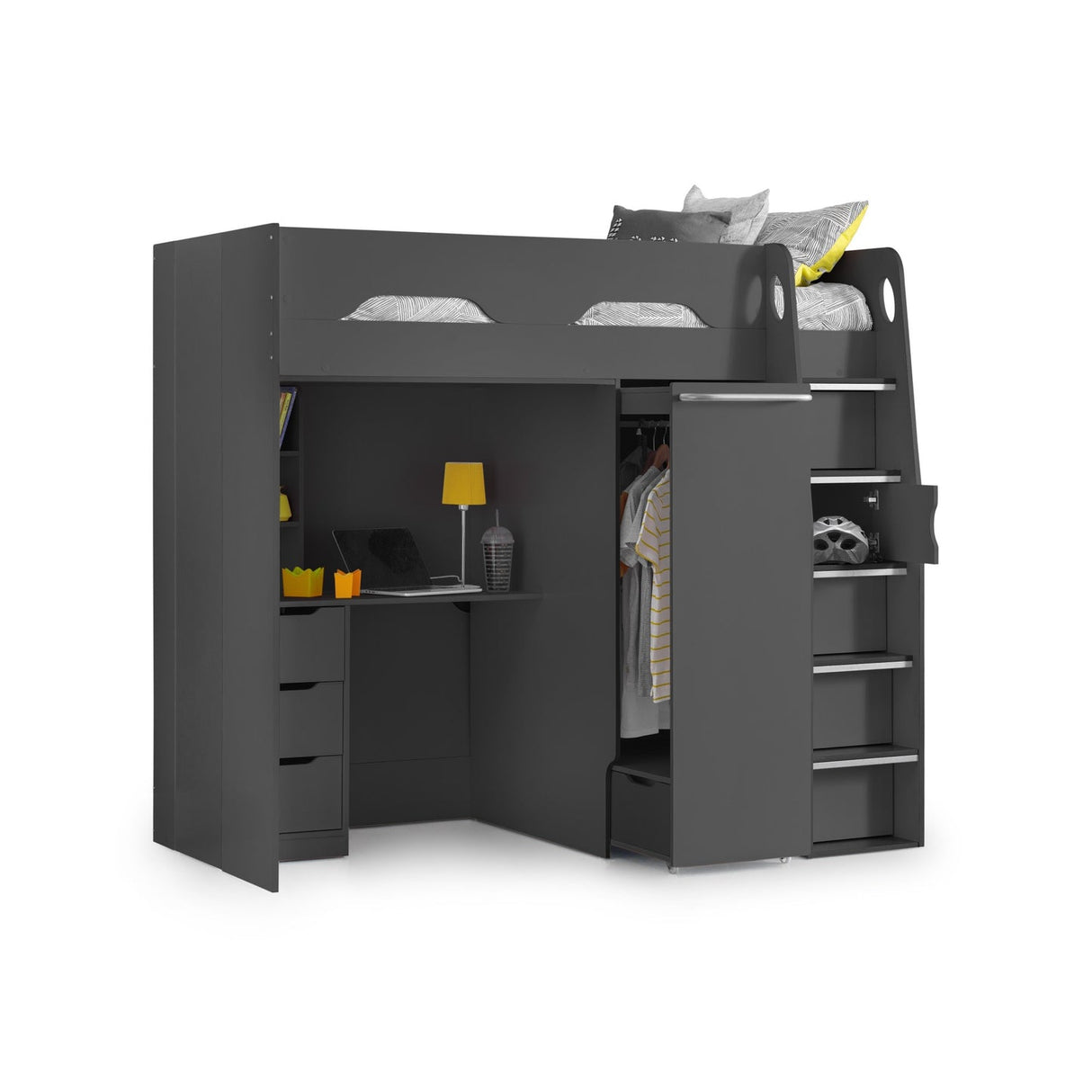 Wooden High Sleeper Bed With Ladder - Pegasus