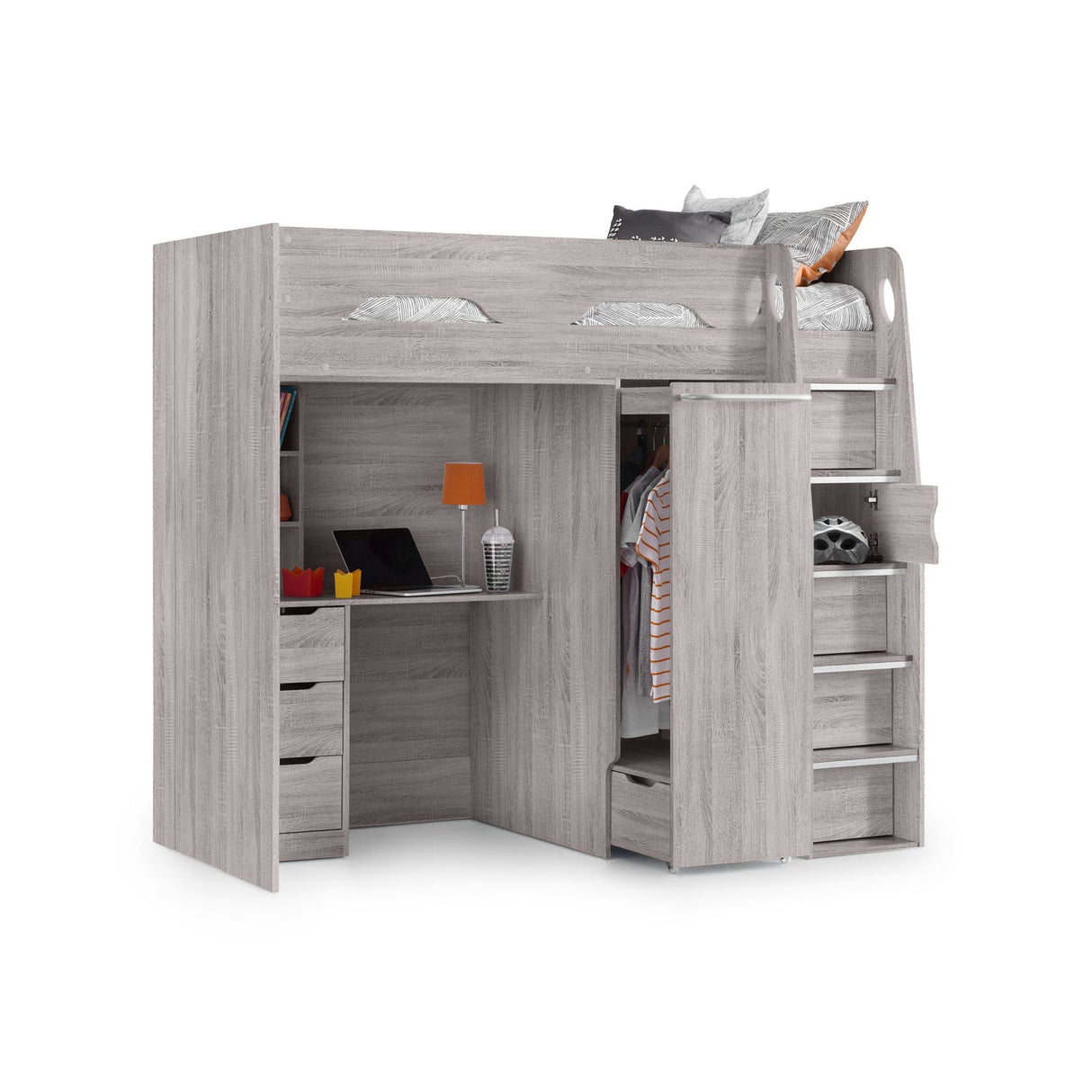 Wooden High Sleeper Bed With Ladder - Pegasus