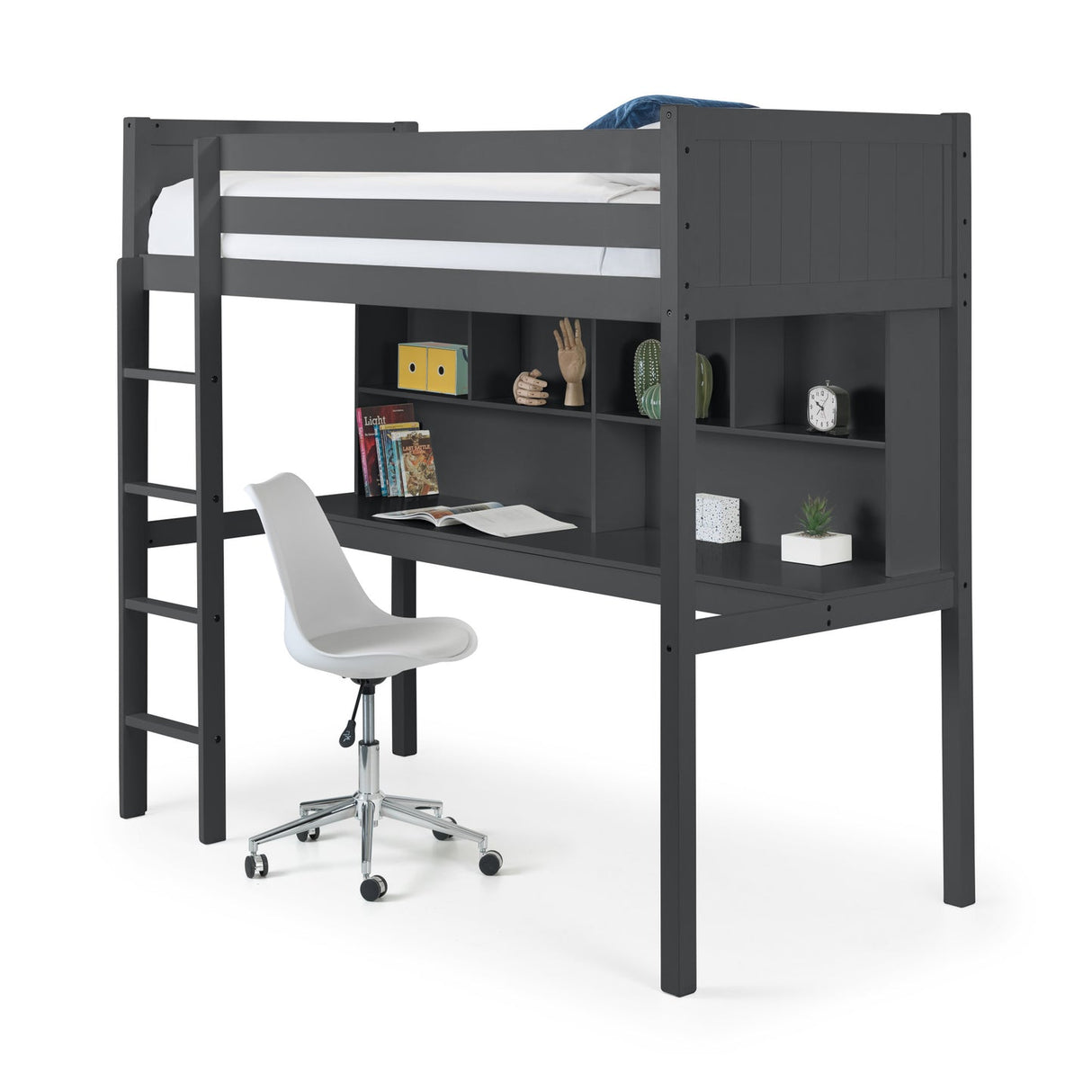 Wooden High Sleeper Bed With Ladder - Titan