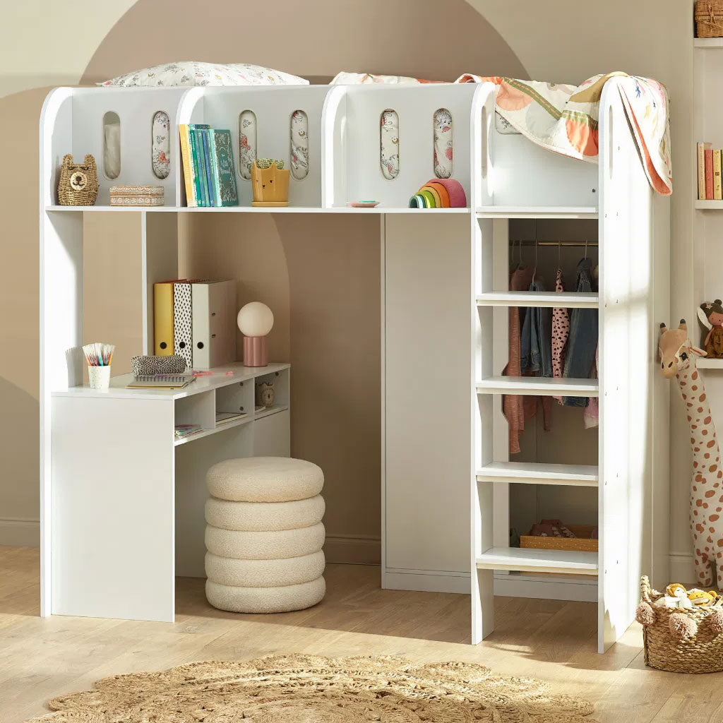 Wooden High Sleeper Bed With Ladder - Vision