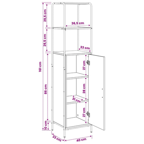 Wooden Highboard 40cm Wide With Steel Frame - Vantage Home
