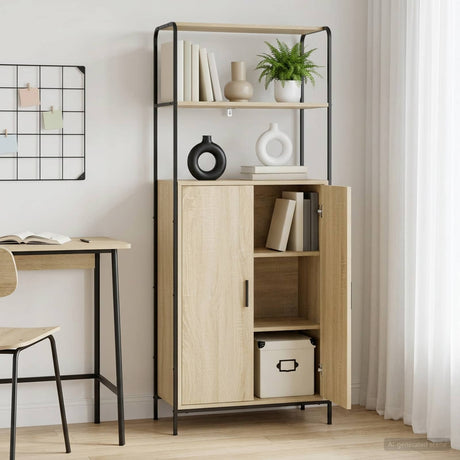Wooden Highboard 65cm Wide With Steel Frame - Vantage Home