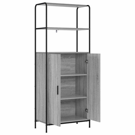 Wooden Highboard 65cm Wide With Steel Frame - Vantage Home