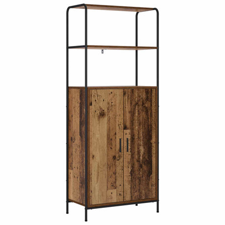 Wooden Highboard 65cm Wide With Steel Frame - Vantage Home