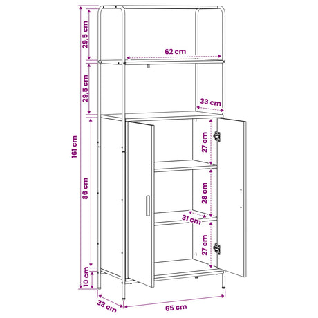 Wooden Highboard 65cm Wide With Steel Frame - Vantage Home