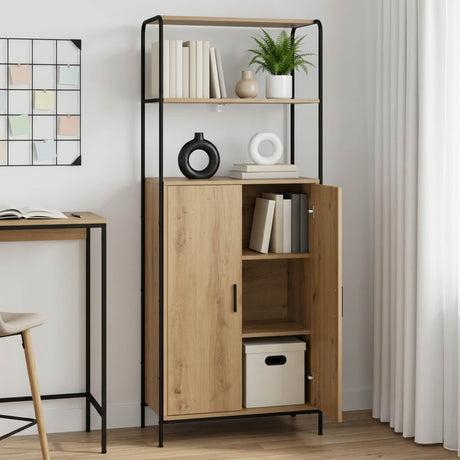 Wooden Highboard 65cm Wide With Steel Frame - Vantage Home