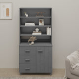 Wooden Highboard With 1 Door And 3 Drawers - Hamar