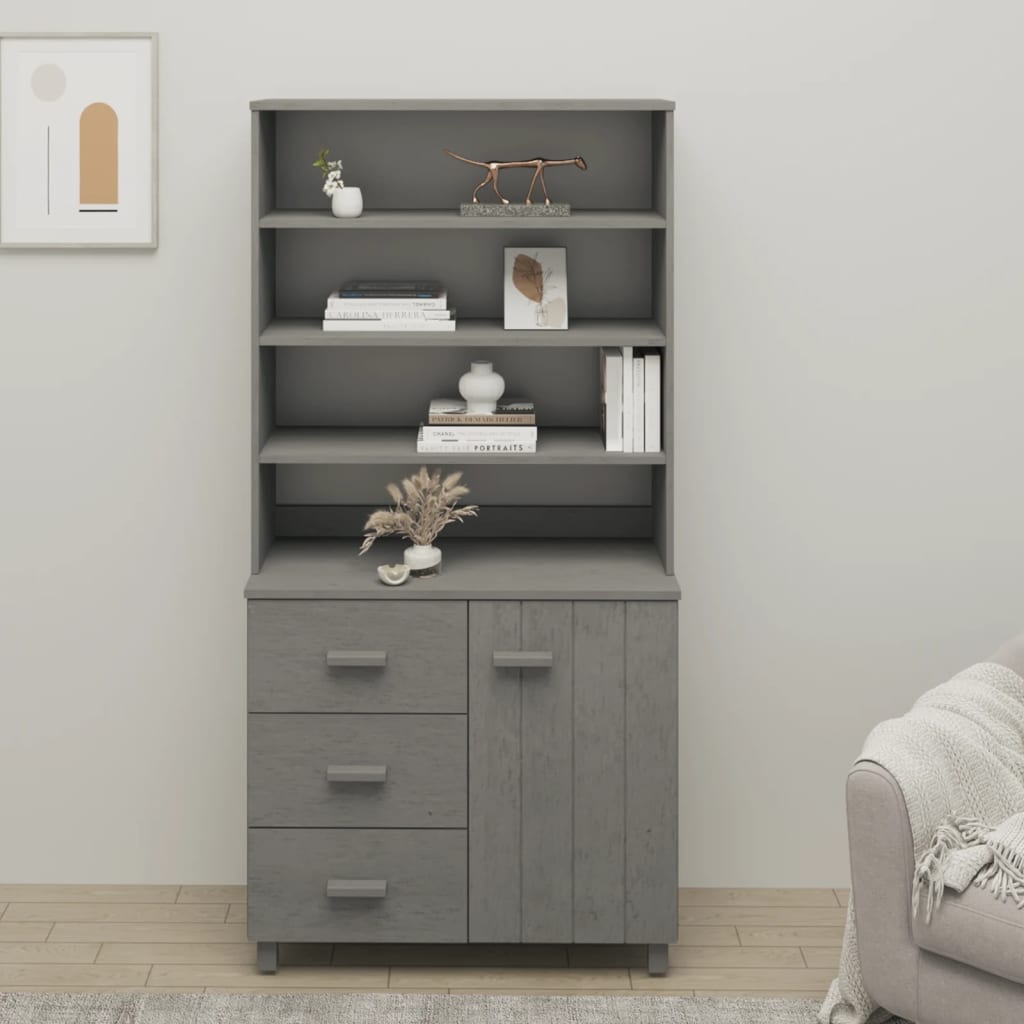 Wooden Highboard With 1 Door And 3 Drawers - Hamar