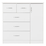 Wooden Highboard With 1 Door And 5 Drawers - Nevada