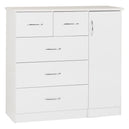 Wooden Highboard With 1 Door And 5 Drawers - Nevada