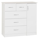 Wooden Highboard With 1 Door And 5 Drawers - Nevada