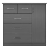 Wooden Highboard With 1 Door And 5 Drawers - Nevada