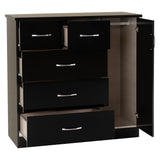 Wooden Highboard With 1 Door And 5 Drawers - Nevada