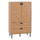 Wooden Highboard With 2 Doors And 2 Drawers - Leon