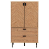 Wooden Highboard With 2 Doors And 2 Drawers - Leon