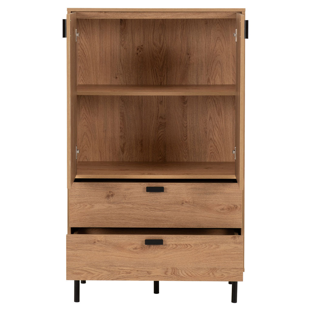 Wooden Highboard With 2 Doors And 2 Drawers - Leon