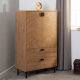 Wooden Highboard With 2 Doors And 2 Drawers - Leon