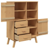 Wooden Highboard With 2 Doors And 3 Drawers - Olden