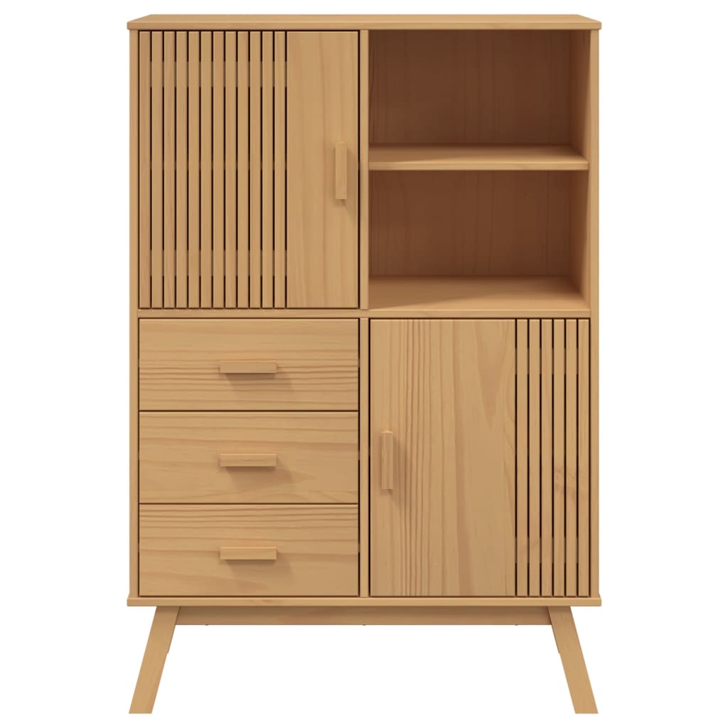 Wooden Highboard With 2 Doors And 3 Drawers - Olden