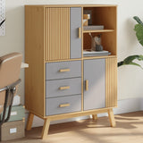 Wooden Highboard With 2 Doors And 3 Drawers - Olden