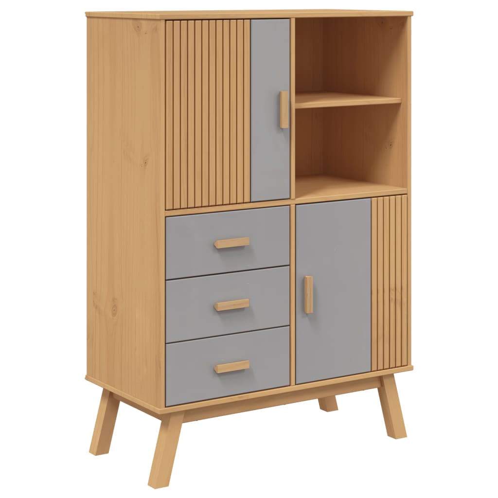 Wooden Highboard With 2 Doors And 3 Drawers - Olden