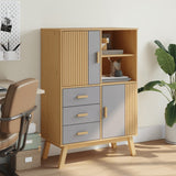 Wooden Highboard With 2 Doors And 3 Drawers - Olden