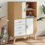 Wooden Highboard With 2 Doors And 3 Drawers - Olden