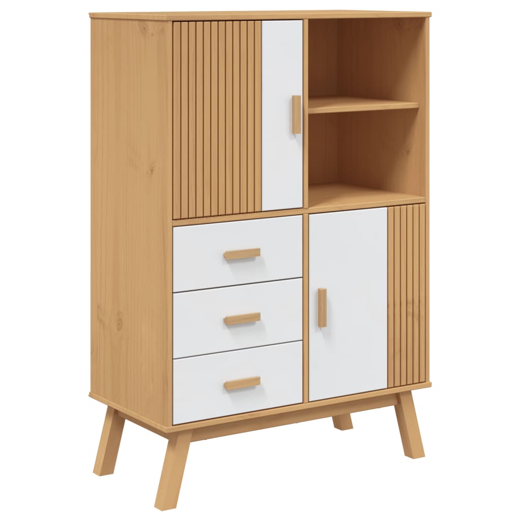 Wooden Highboard With 2 Doors And 3 Drawers - Olden