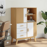Wooden Highboard With 2 Doors And 3 Drawers - Olden