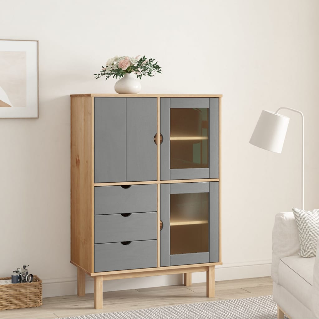 Wooden Highboard With 3 Doors And 3 Drawers - Otta