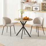 Wooden Industrial Dining Table 80cm Round for 2 to 4 People - Velmora