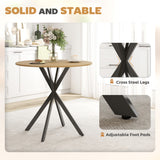Wooden Industrial Dining Table 80cm Round for 2 to 4 People - Velmora