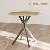 Wooden Industrial Dining Table 80cm Round for 2 to 4 People - Velmora