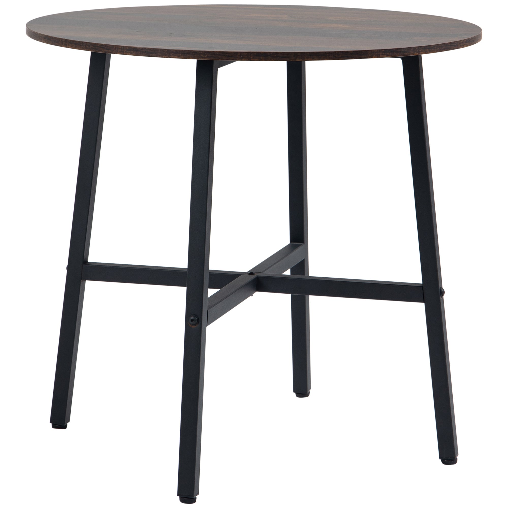 Wooden Industrial Dining Table 85cm Round for 4 People - Velmora