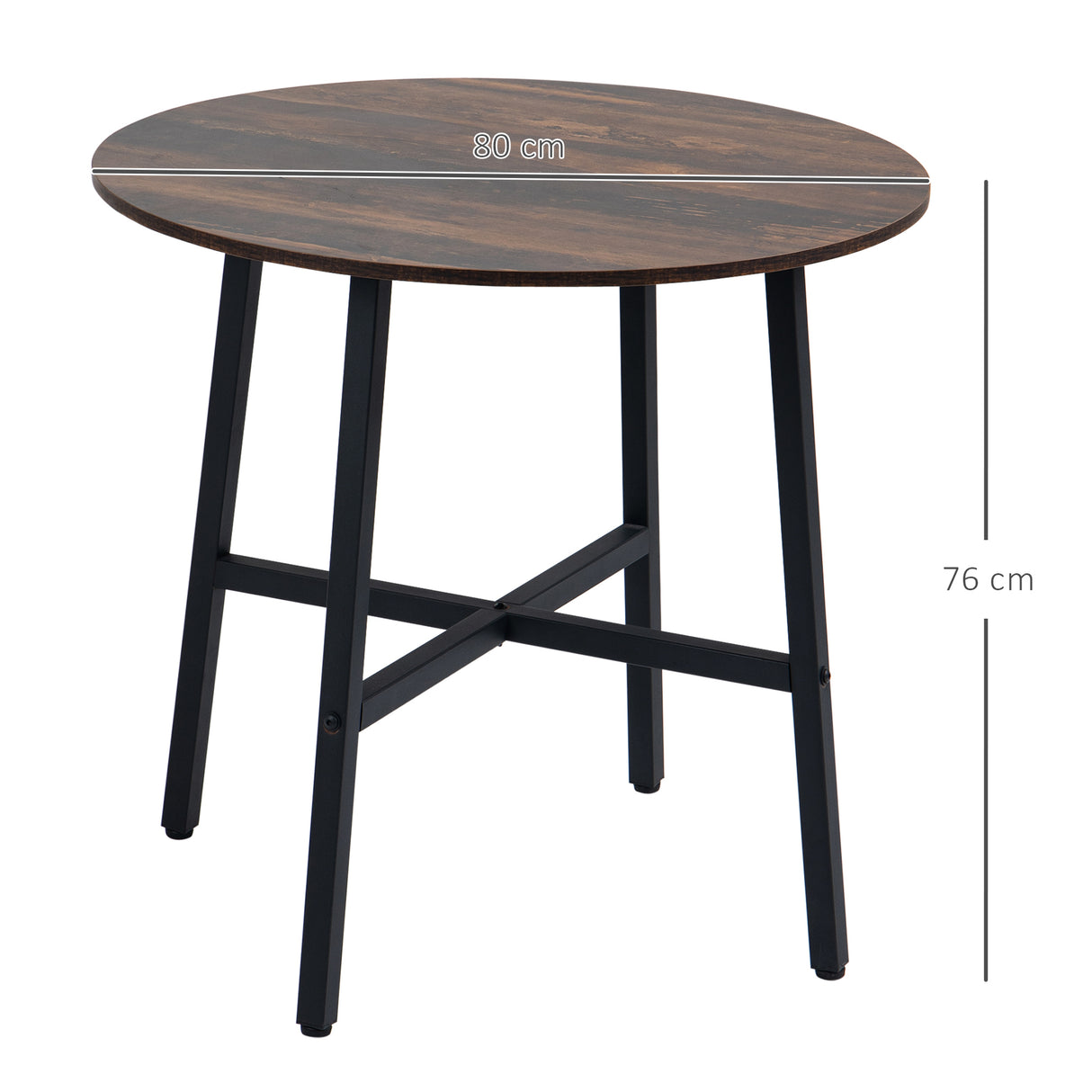 Wooden Industrial Dining Table 85cm Round for 4 People - Velmora
