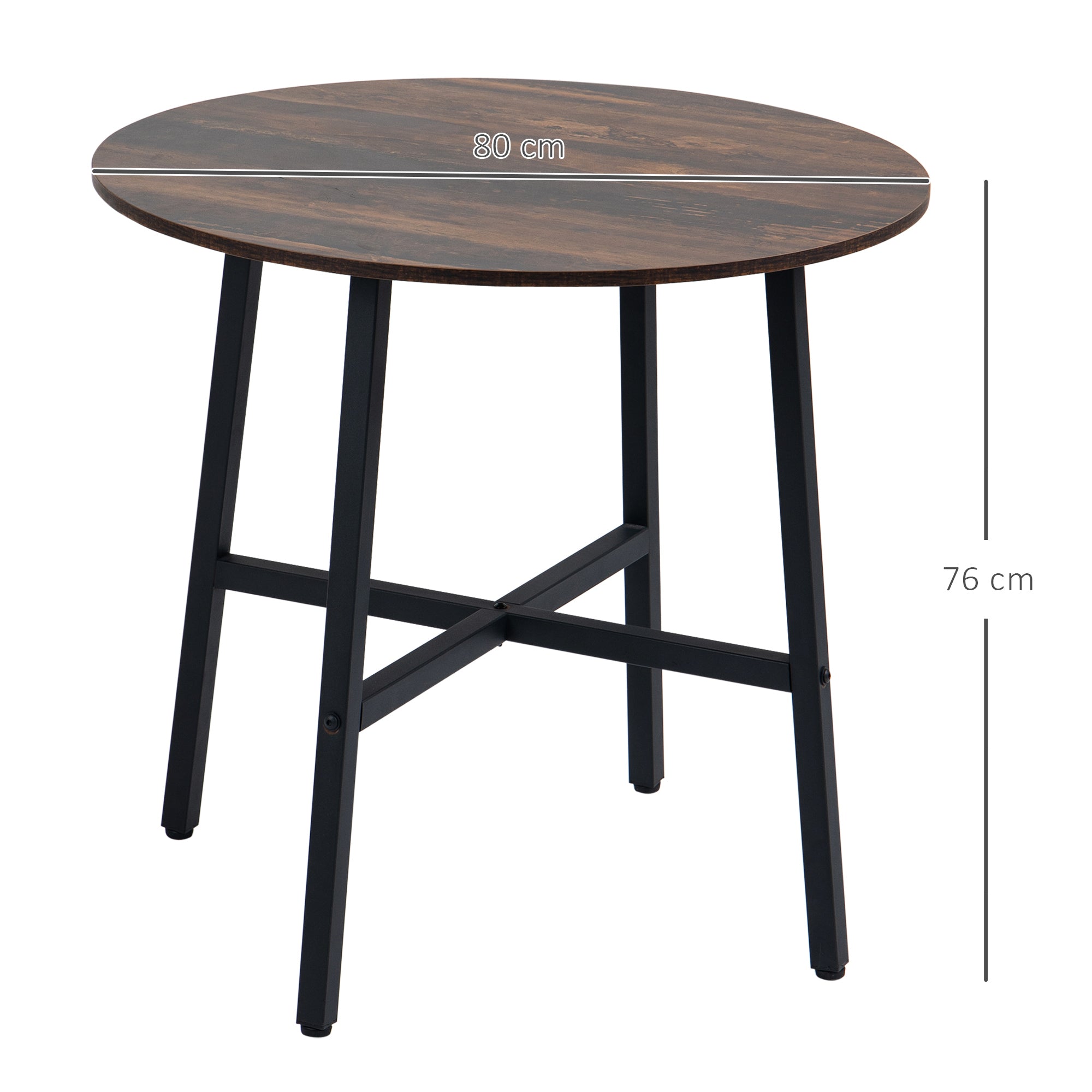 Wooden Industrial Dining Table 85cm Round for 4 People - Velmora
